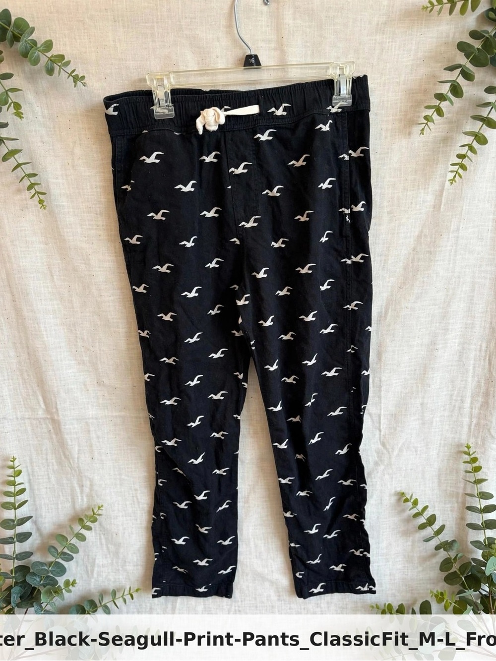 Hollister Black Joggers with White Seagull Print